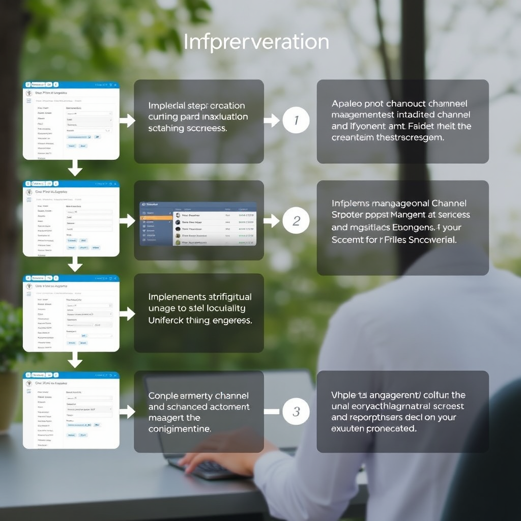 Step-by-step implementation process showing Apaleo PMS channel management setup with configuration screens and testing phases